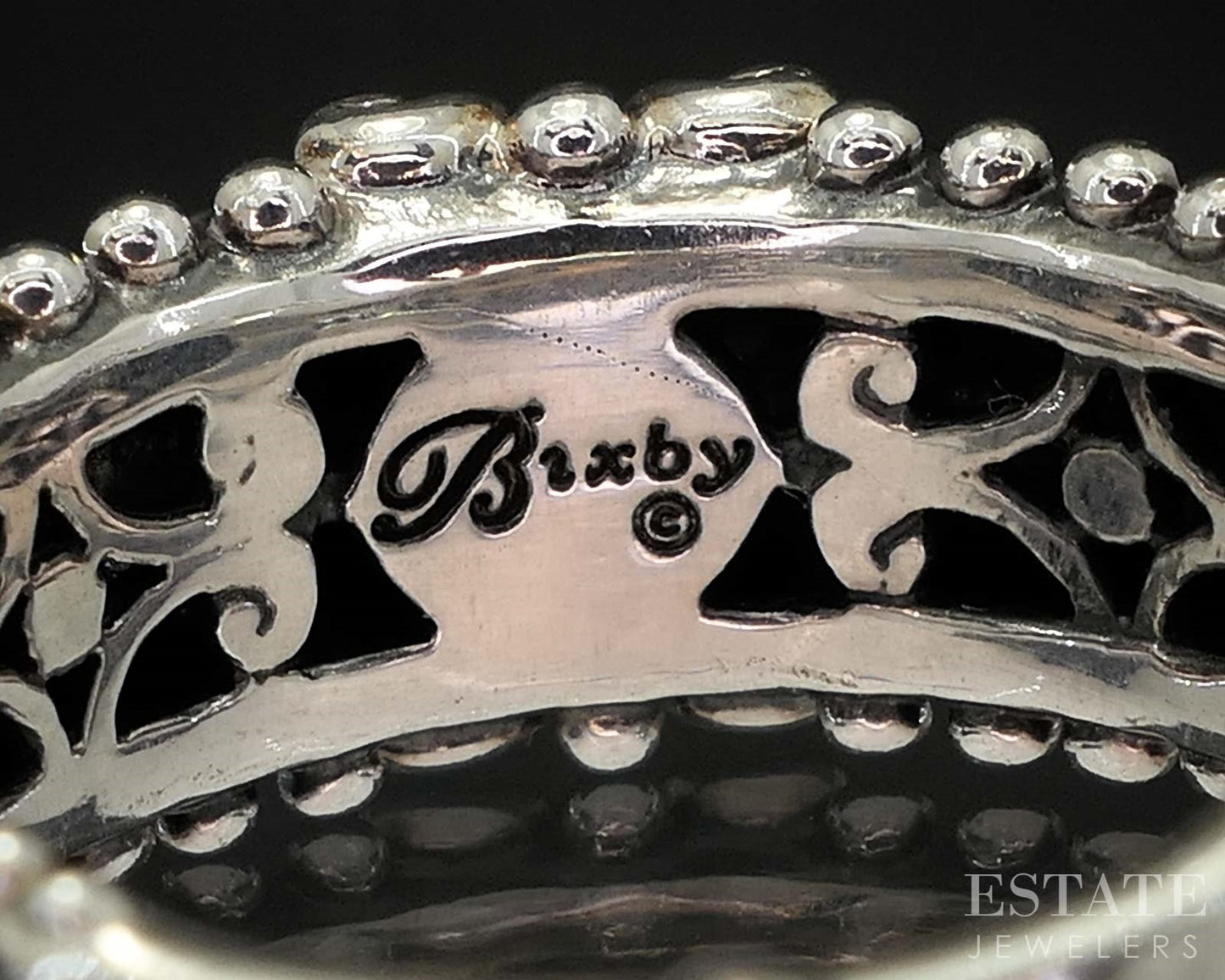18k & Sterling Barbara Bixby Black Enameled Ladies Band Ring 7.8g i19749