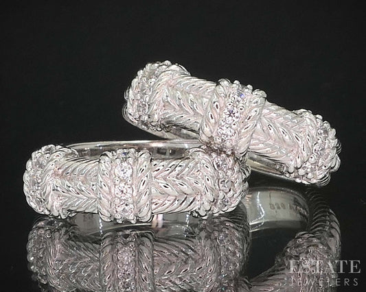 Sterling Silver Judith Ripka CZ Ladies Band Ring Set 17.6g i19748