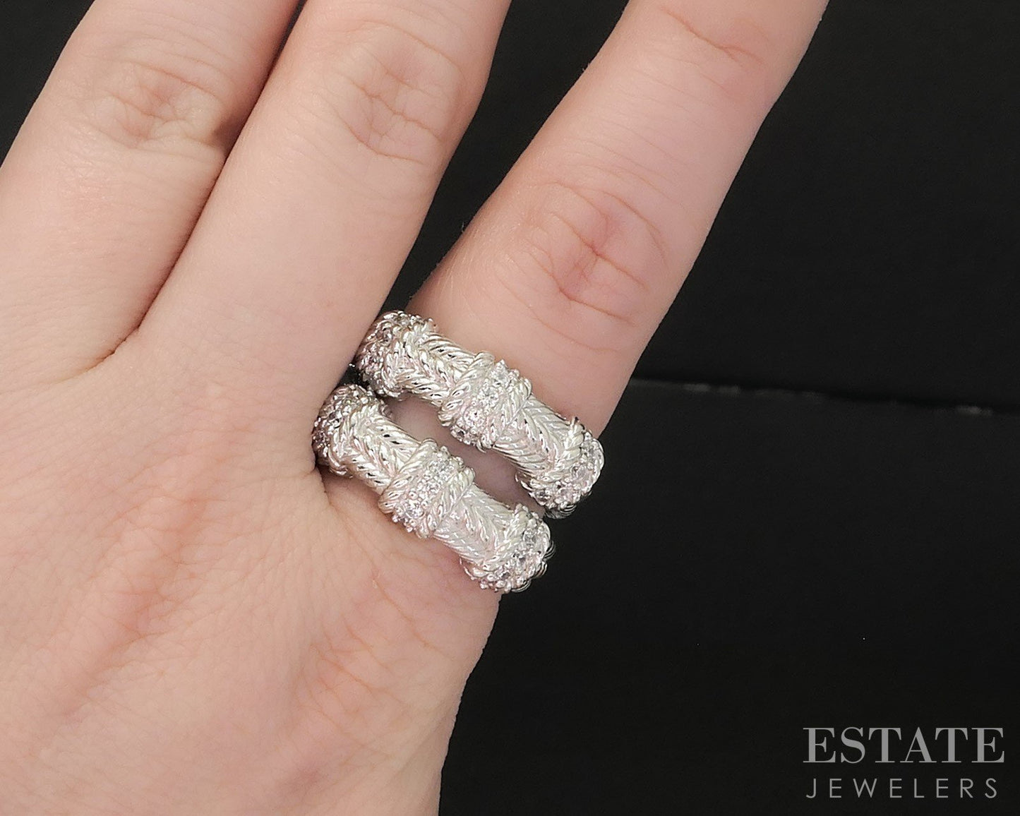 Sterling Silver Judith Ripka CZ Ladies Band Ring Set 17.6g i19748