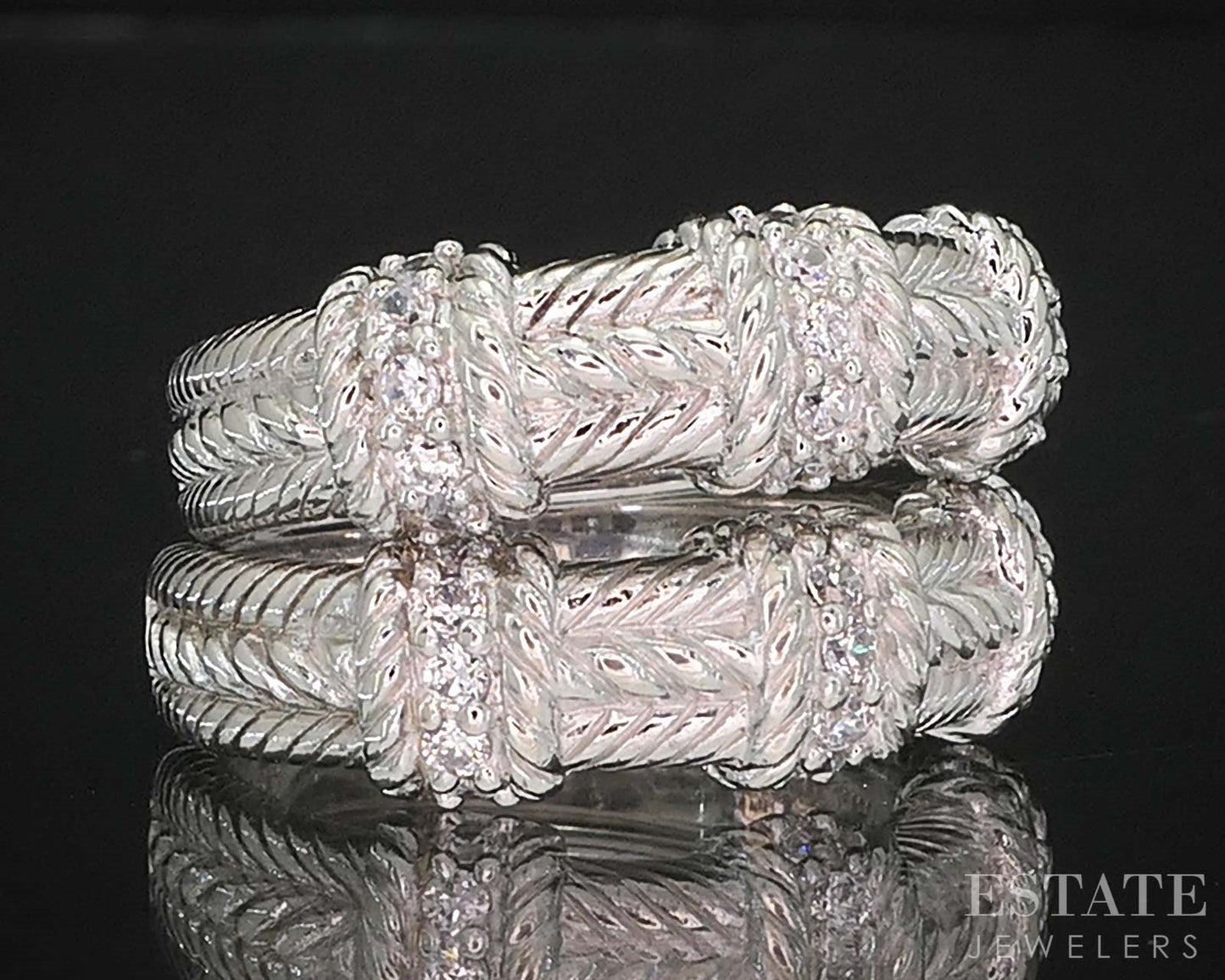 Sterling Silver Judith Ripka CZ Ladies Band Ring Set 17.6g i19748