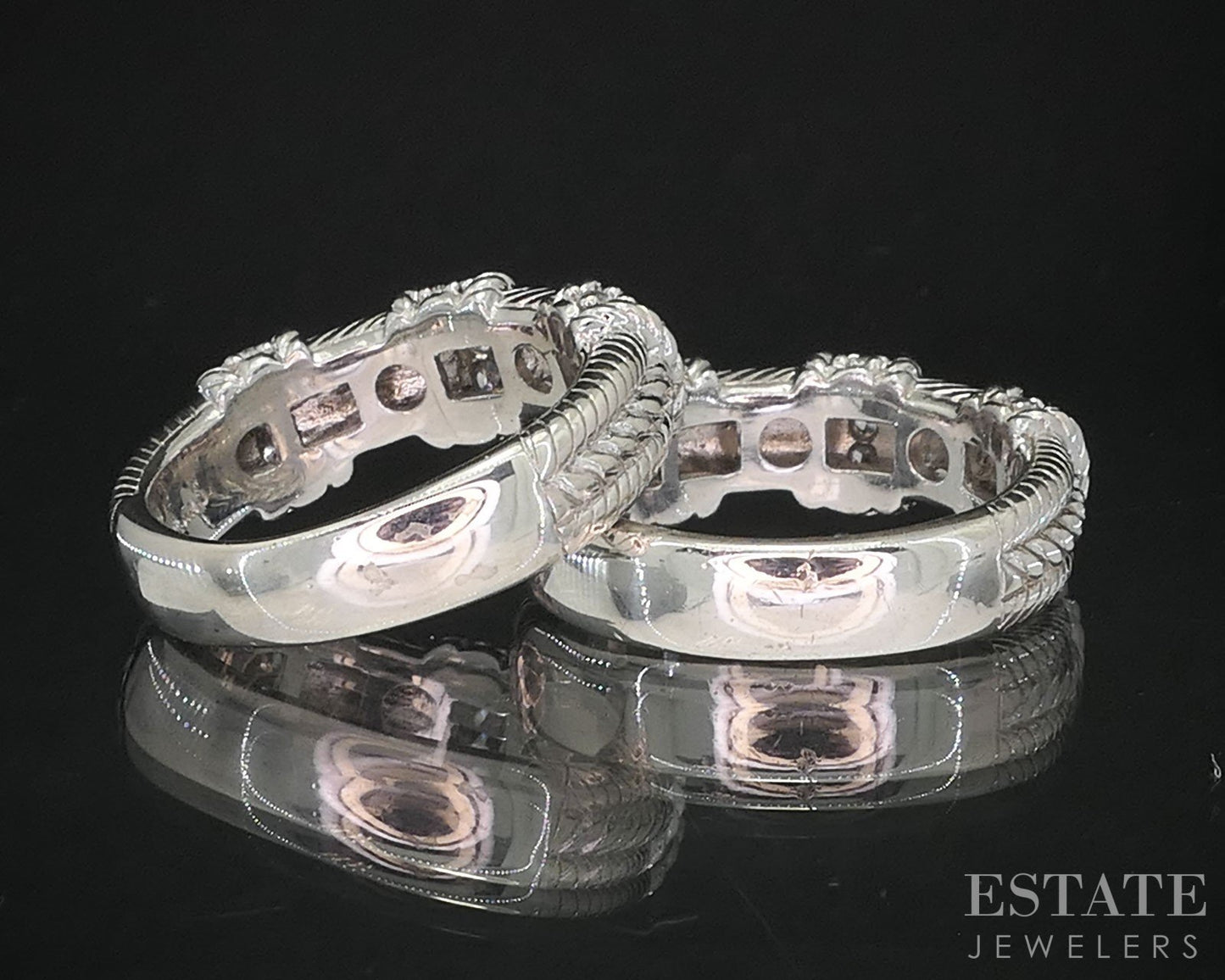 Sterling Silver Judith Ripka CZ Ladies Band Ring Set 17.6g i19748
