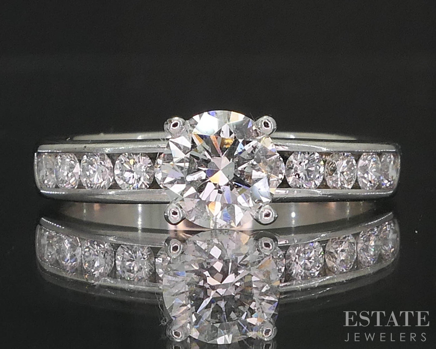 14k White Gold Round Natural .95ctw Diamond Engagement Ring 3g i19761