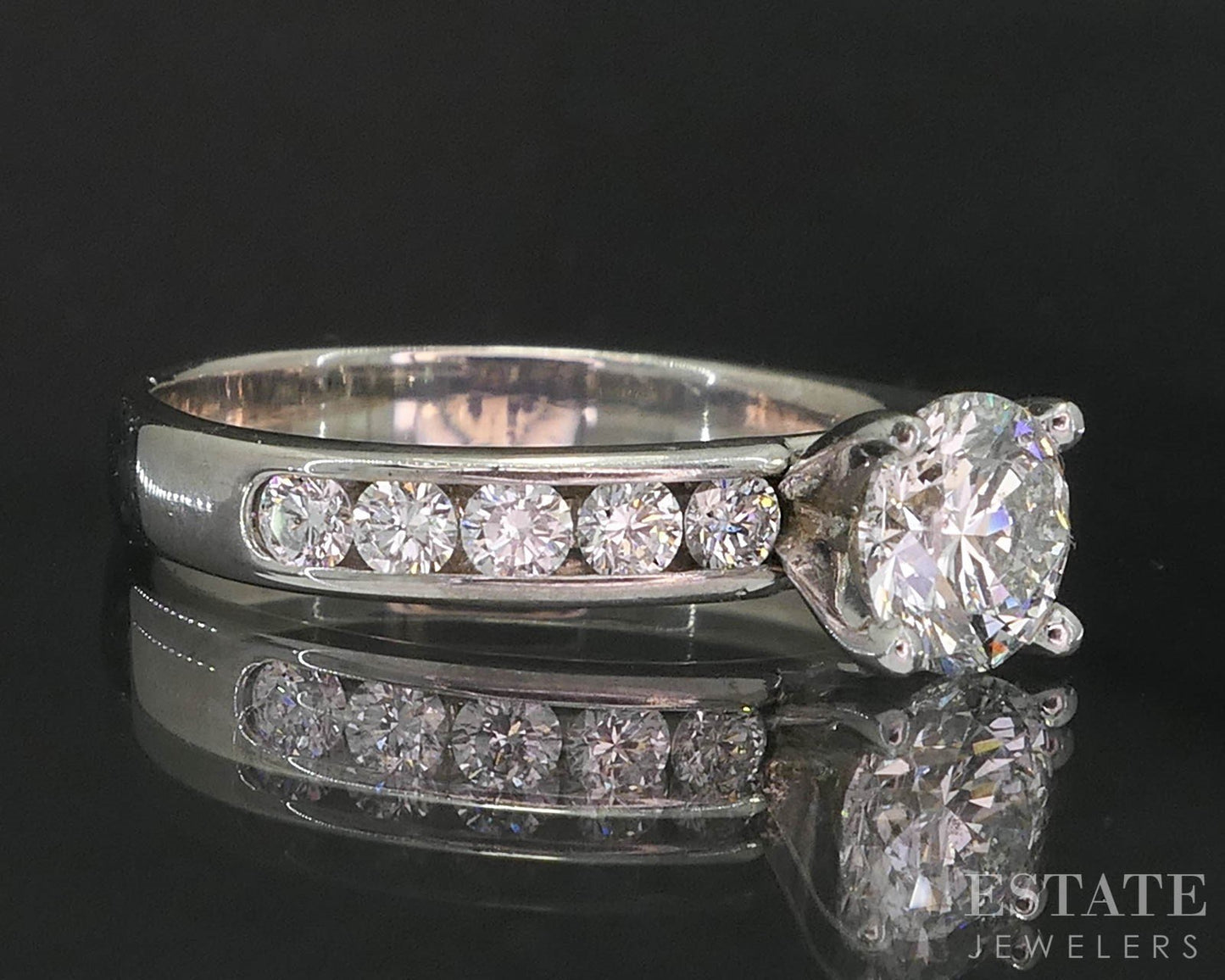 14k White Gold Round Natural .95ctw Diamond Engagement Ring 3g i19761