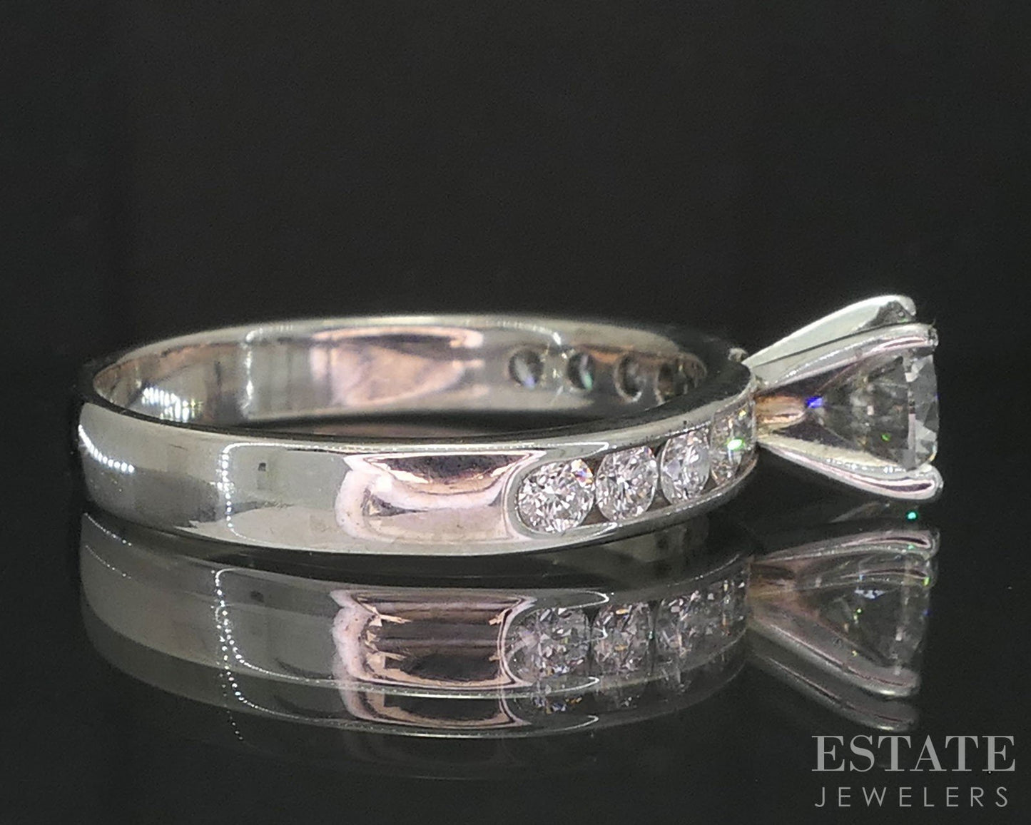 14k White Gold Round Natural .95ctw Diamond Engagement Ring 3g i19761