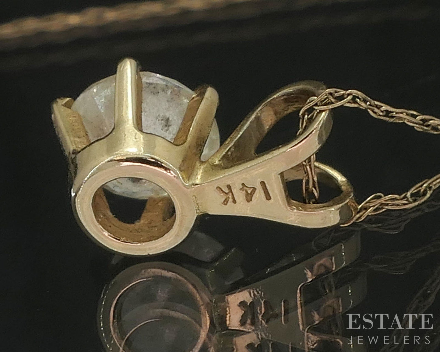 14k Yellow Gold Round Natural .46ct Diamond Solitaire Necklace 0.9g i19781