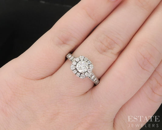 14k White Gold Round Natural .89ctw Diamond Neil Lane Engagement Ring 4g i19779