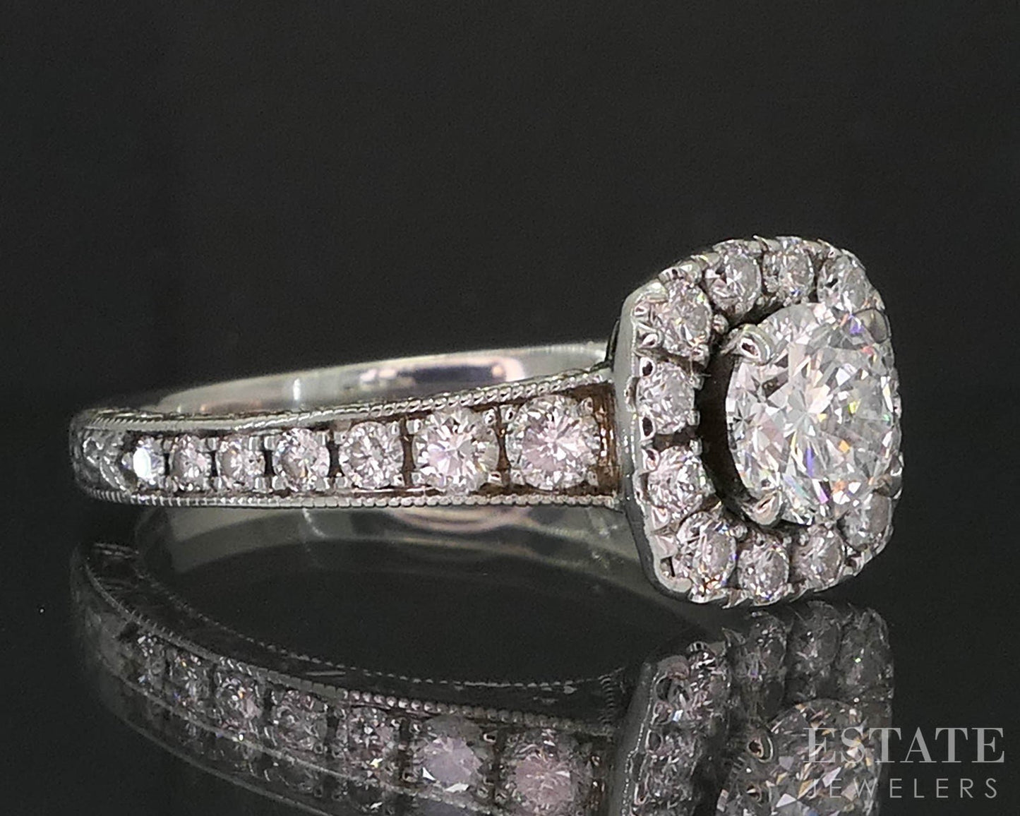 14k White Gold Round Natural .89ctw Diamond Neil Lane Engagement Ring 4g i19779