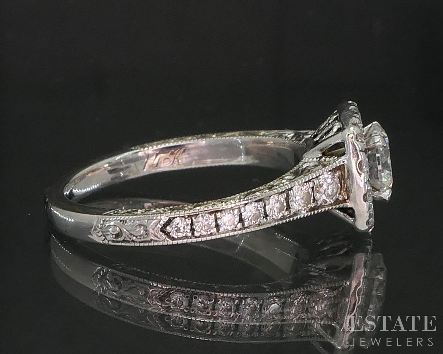 14k White Gold Round Natural .89ctw Diamond Neil Lane Engagement Ring 4g i19779