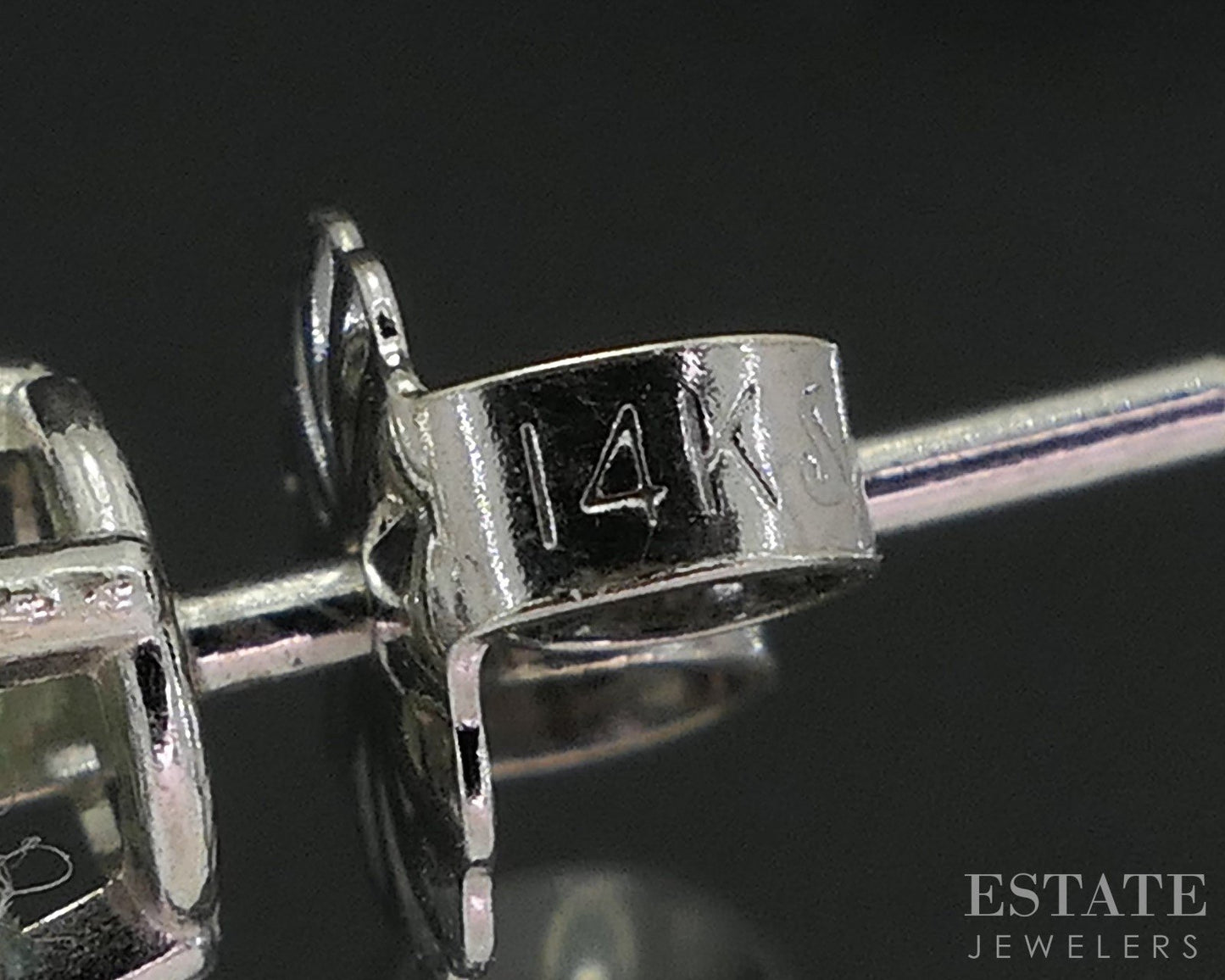 14k White Gold Round Natural .90ctw Diamond Stud Earrings i19760