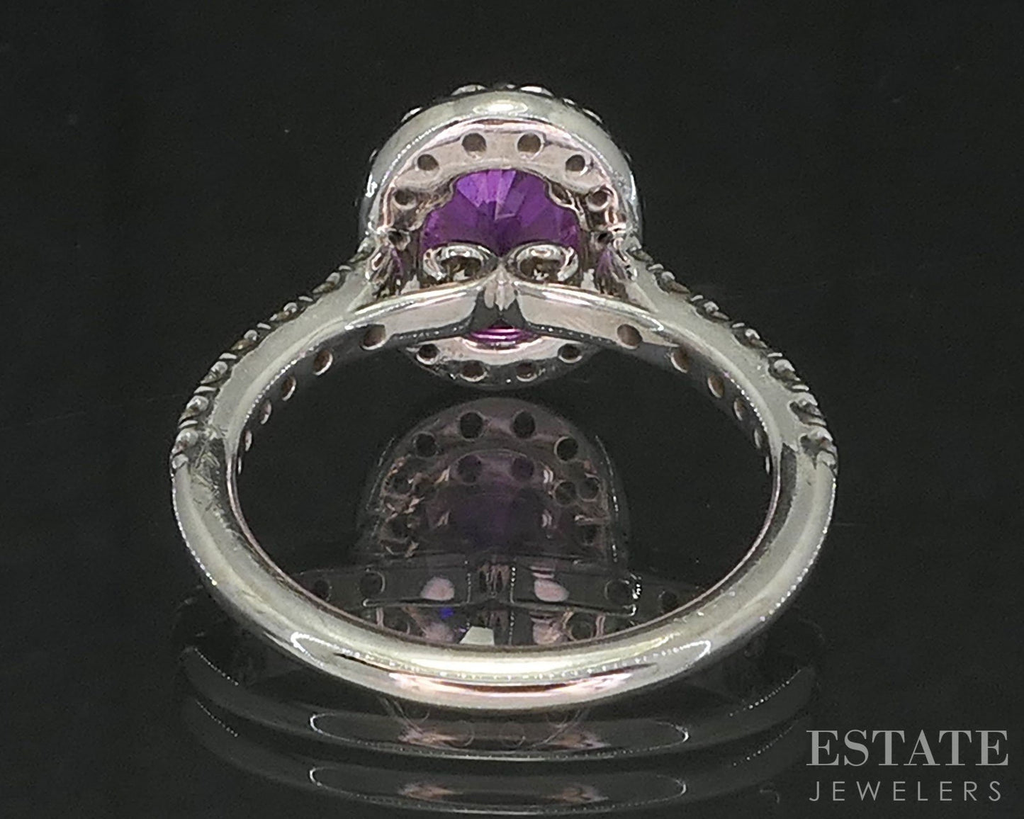 14k White Gold Natural Pink Sapphire & Diamond Gabriel & Co. Halo Ring i19778