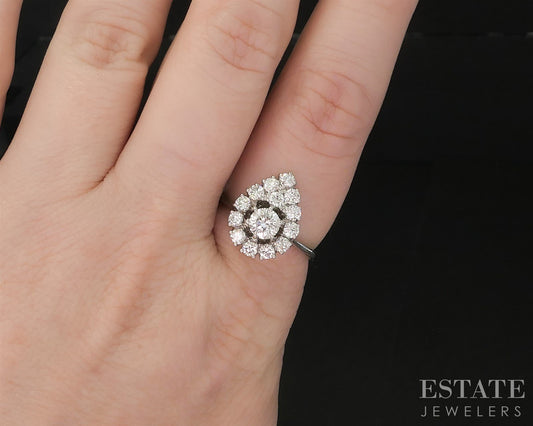 Vintage 17k White Gold Round Natural 1.08ctw Diamond Engagement Ring 4.3g i19523