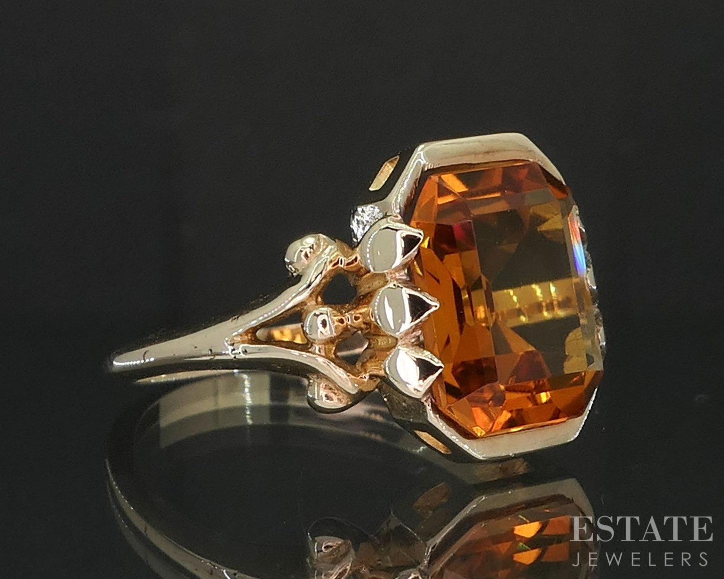 Vintage Retro 10k Yellow Gold Natural Citrine Ladies Ring 2.8g i19774