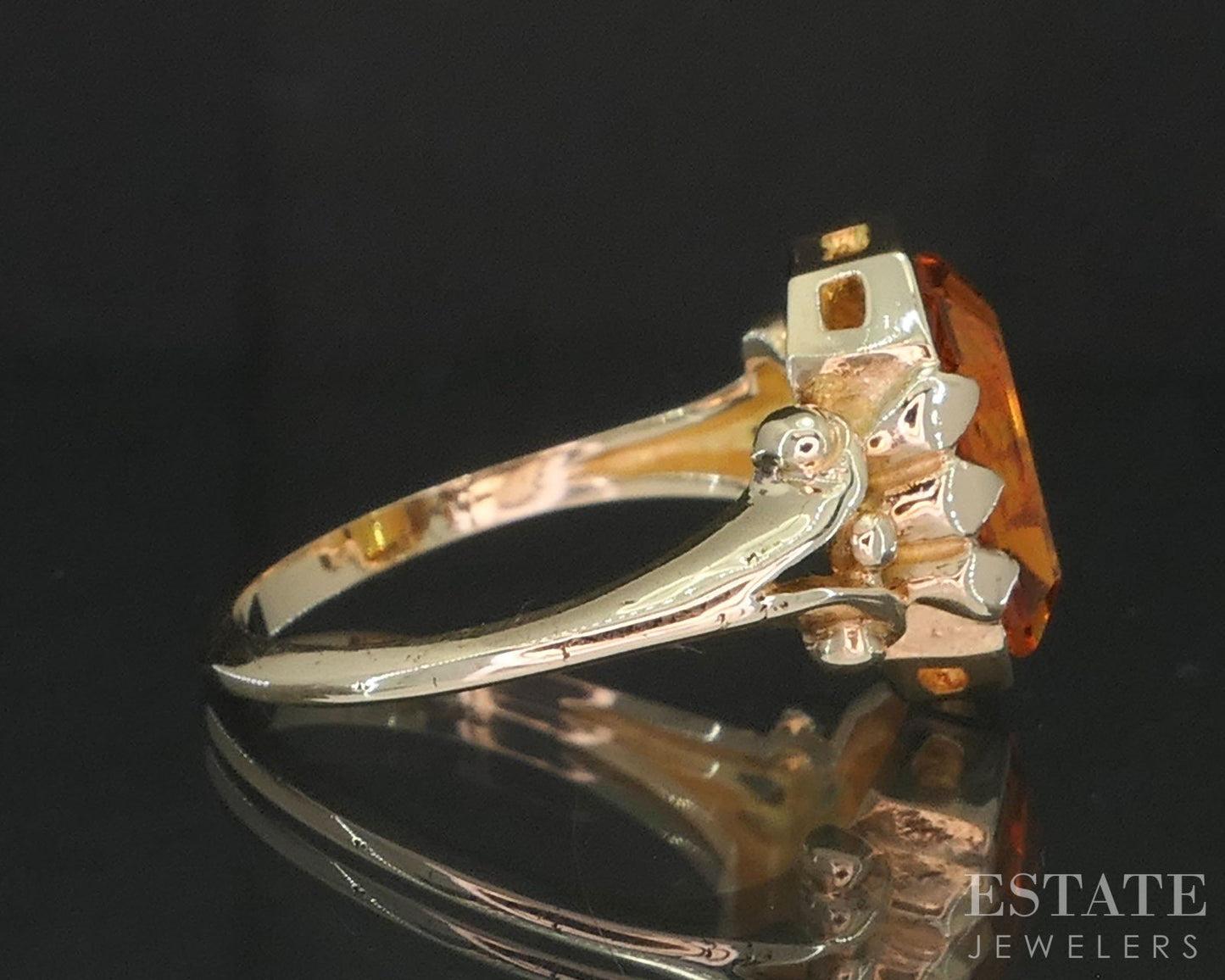 Vintage Retro 10k Yellow Gold Natural Citrine Ladies Ring 2.8g i19774