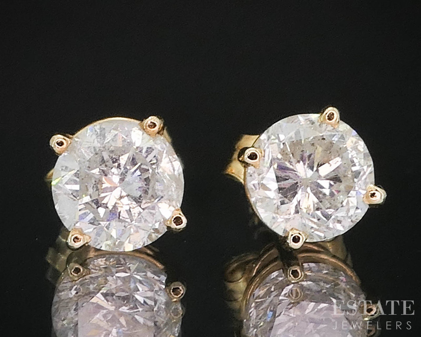 14k Yellow Gold Round Natural 1.38ctw Diamond Stud Earrings i19780