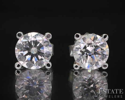14k White Gold Round Lab Created 1.00ctw Diamond Stud Earrings i19807