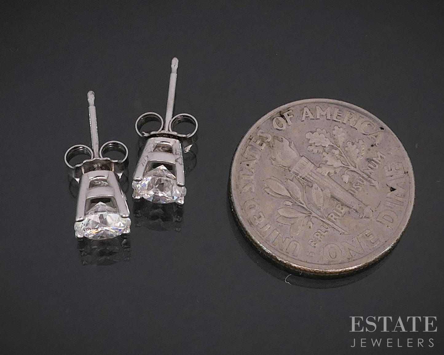 14k White Gold Round Lab Created 1.00ctw Diamond Stud Earrings i19807