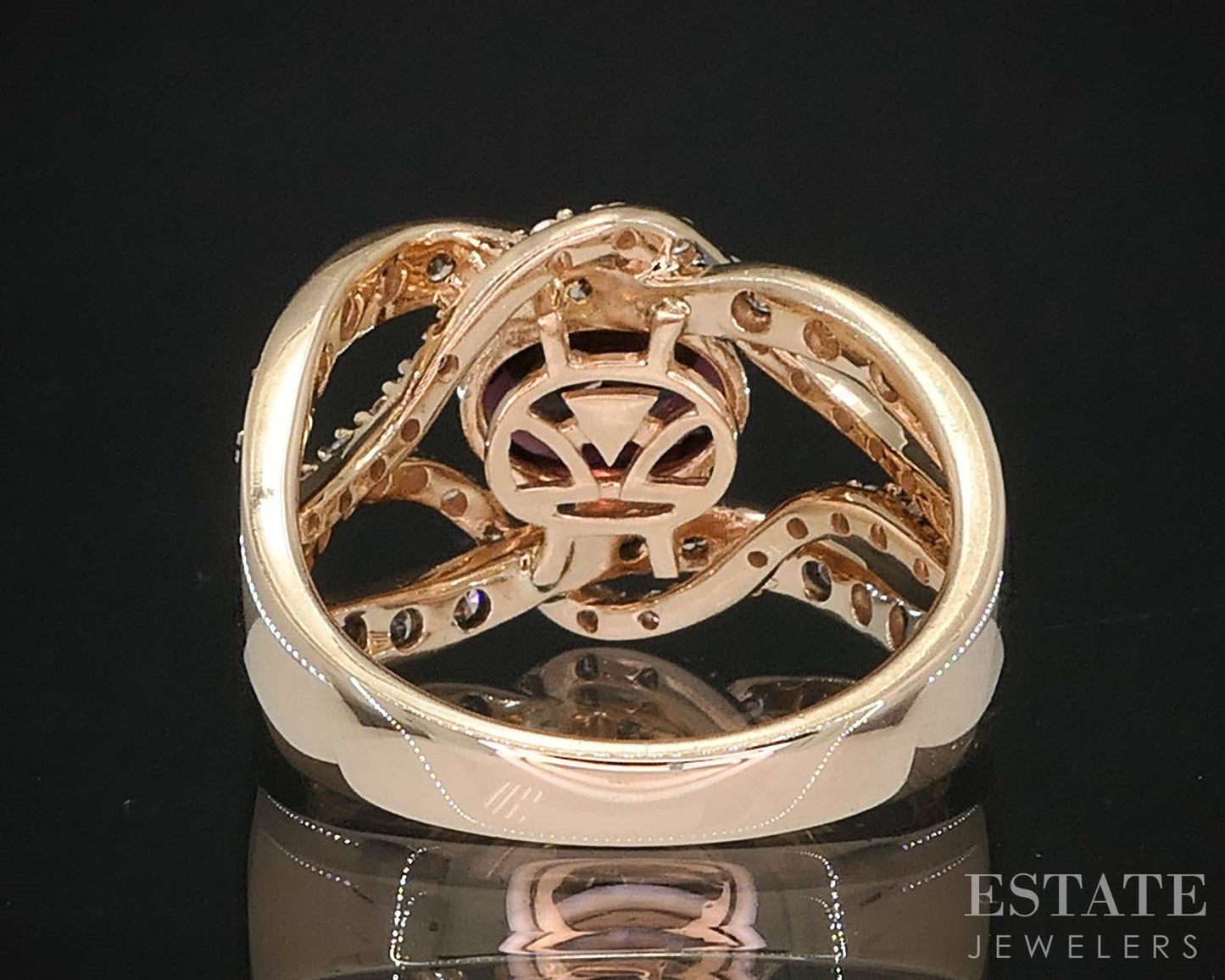 14k Strawberry Gold LeVian Natural Garnet & Diamond Ladies Ring 6.2g i19793