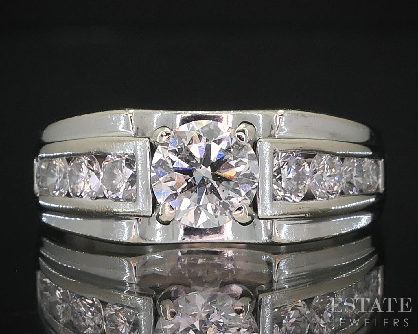 14k White Gold Round Natural .82ctw Diamond Engagement Ring 5g i19788