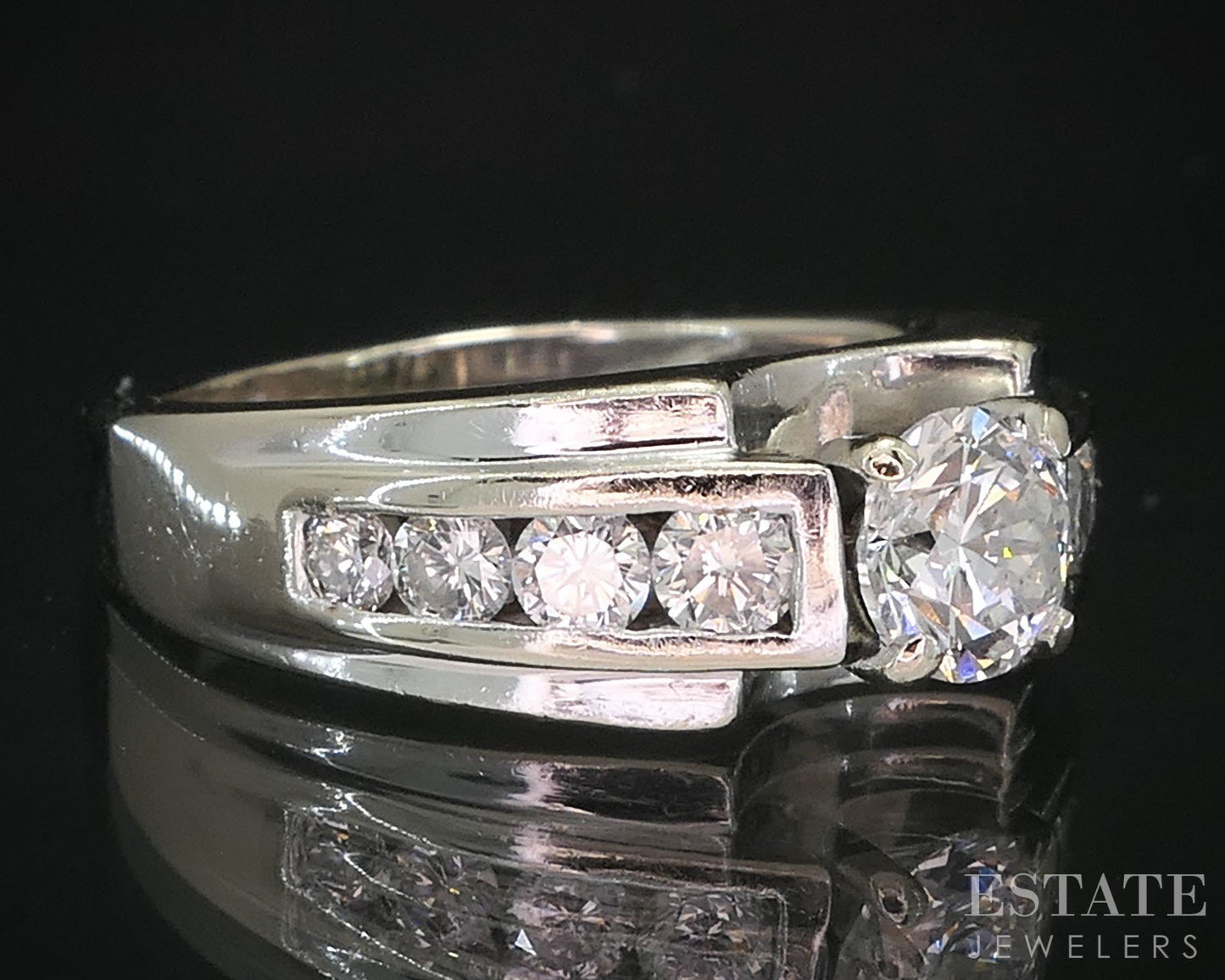 14k White Gold Round Natural .82ctw Diamond Engagement Ring 5g i19788