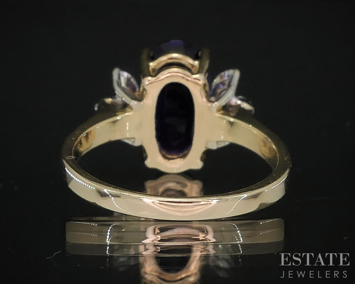 14k Yellow Gold Oval Natural Amethyst & Diamond Ladies Ring 4.3g i19790