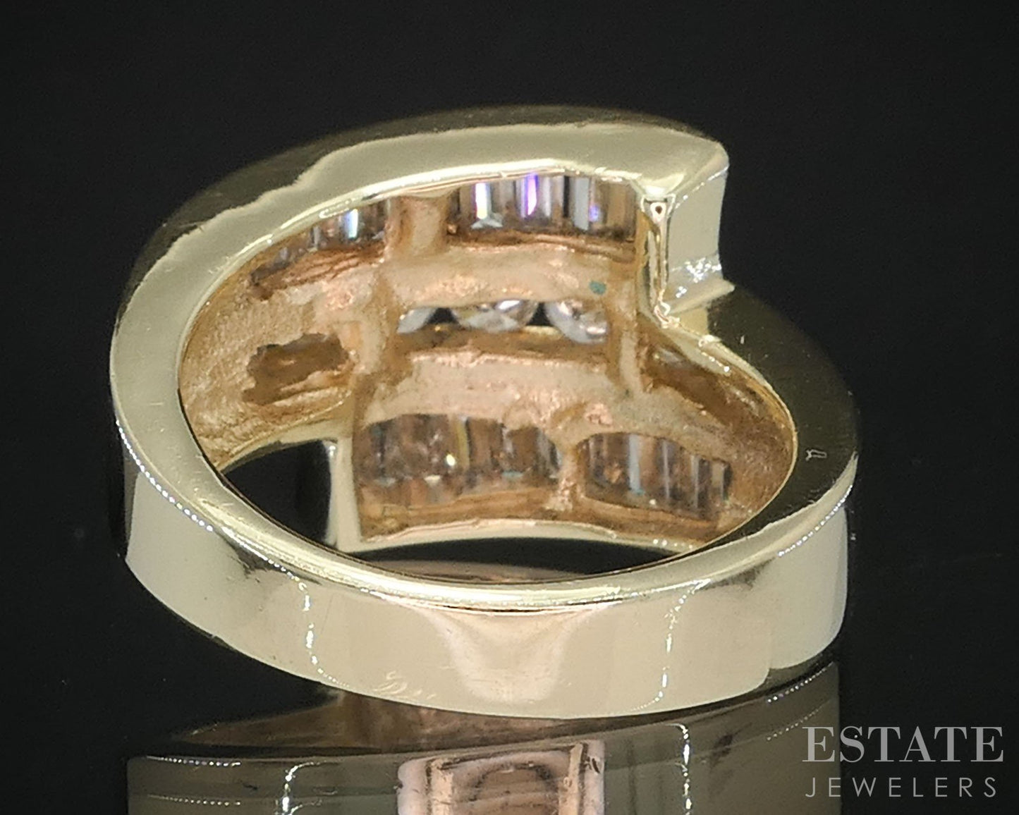 14k Yellow Gold Natural 1.00ctw Diamond Ladies Bypass Band Ring 9.9g i19798