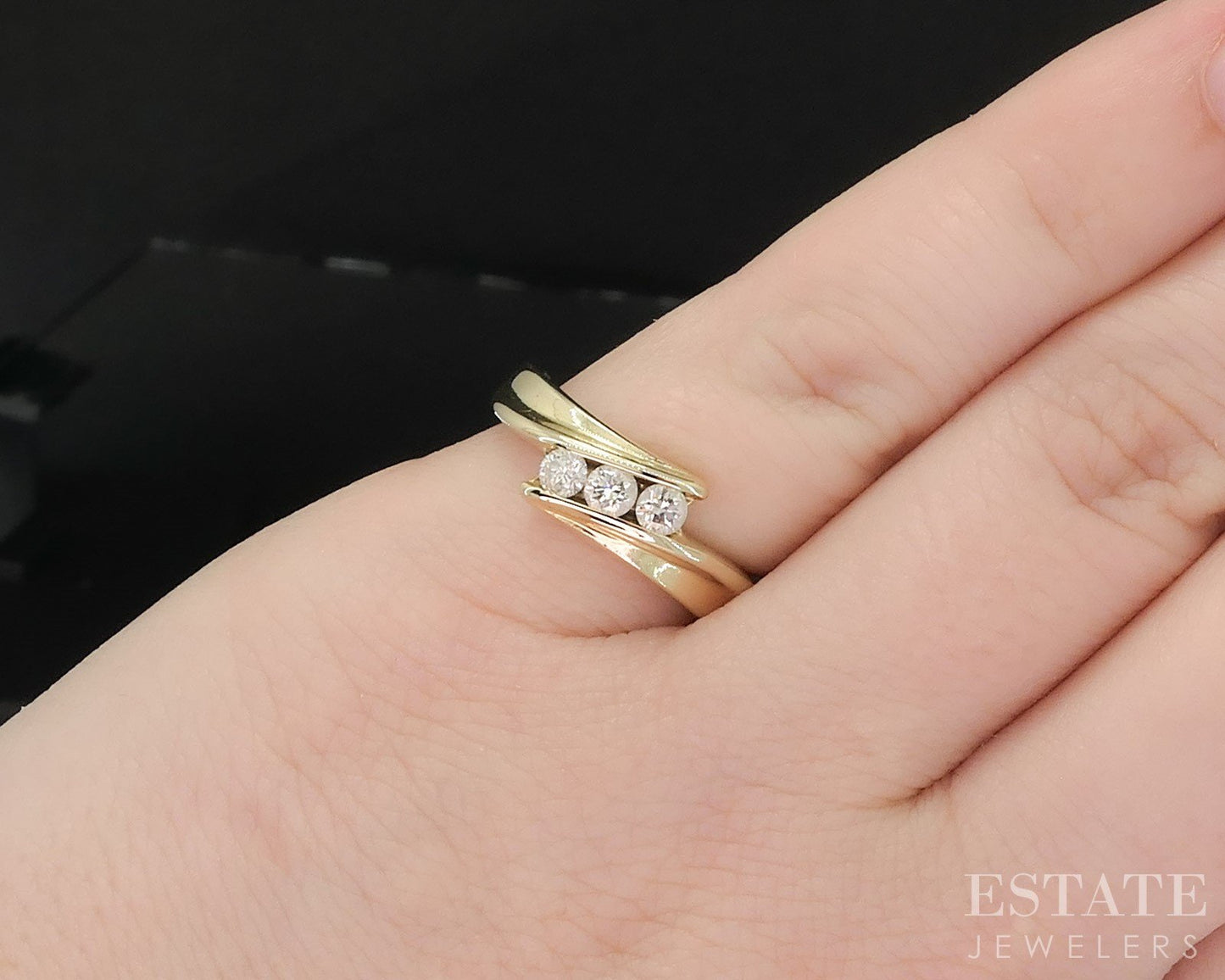 14k Yellow Gold Natural .20ctw Diamond Bypass Ladies Band 3.5g i19805