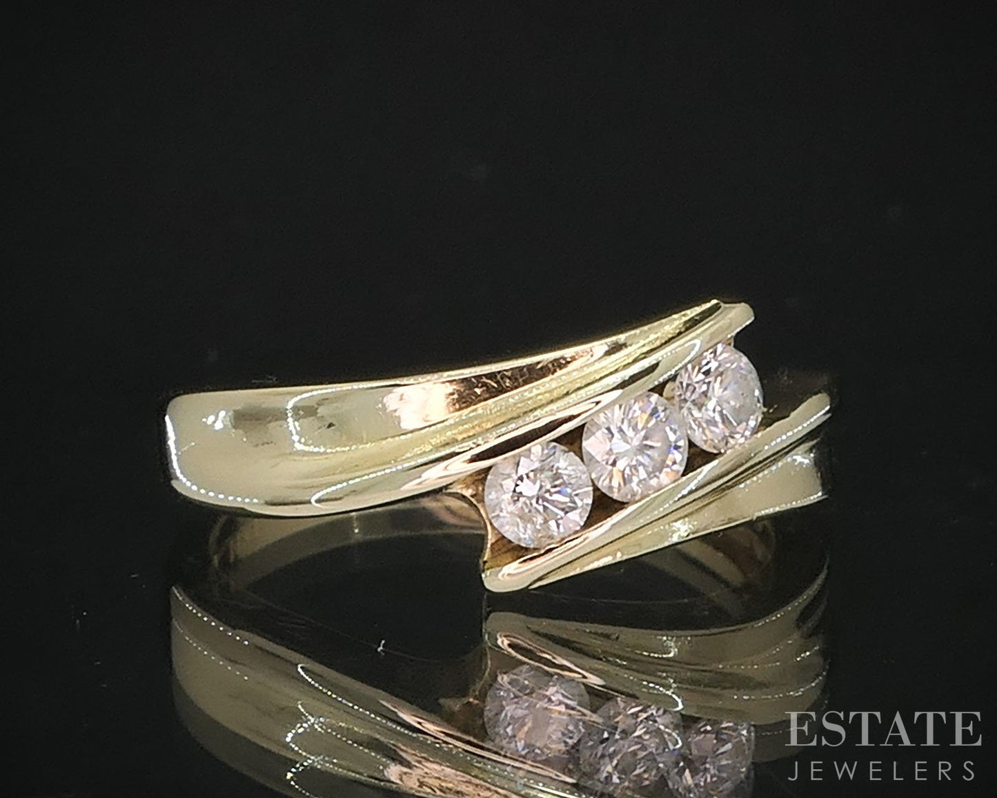 14k Yellow Gold Natural .20ctw Diamond Bypass Ladies Band 3.5g i19805