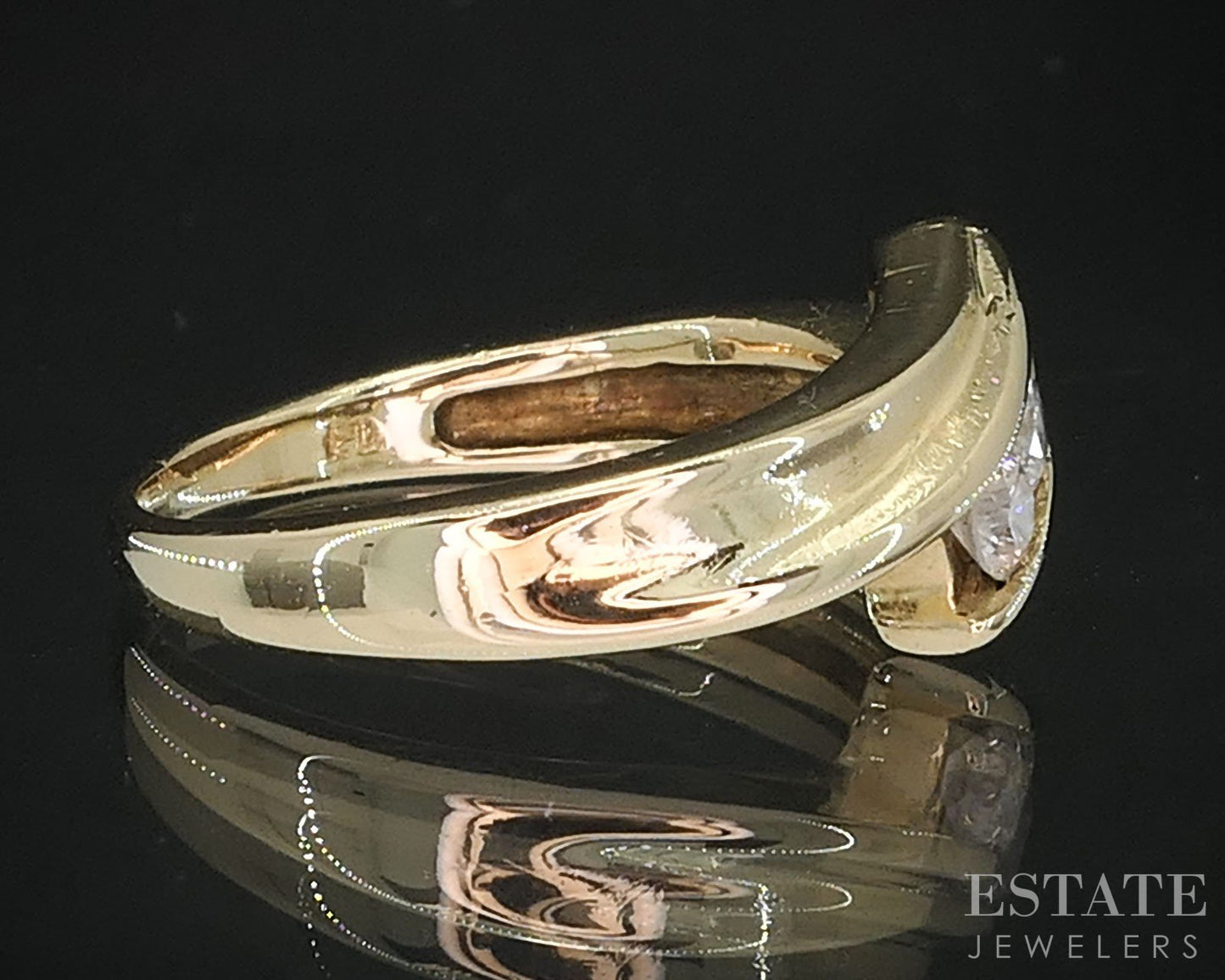 14k Yellow Gold Natural .20ctw Diamond Bypass Ladies Band 3.5g i19805