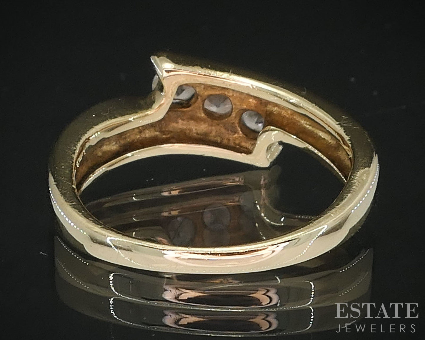 14k Yellow Gold Natural .20ctw Diamond Bypass Ladies Band 3.5g i19805