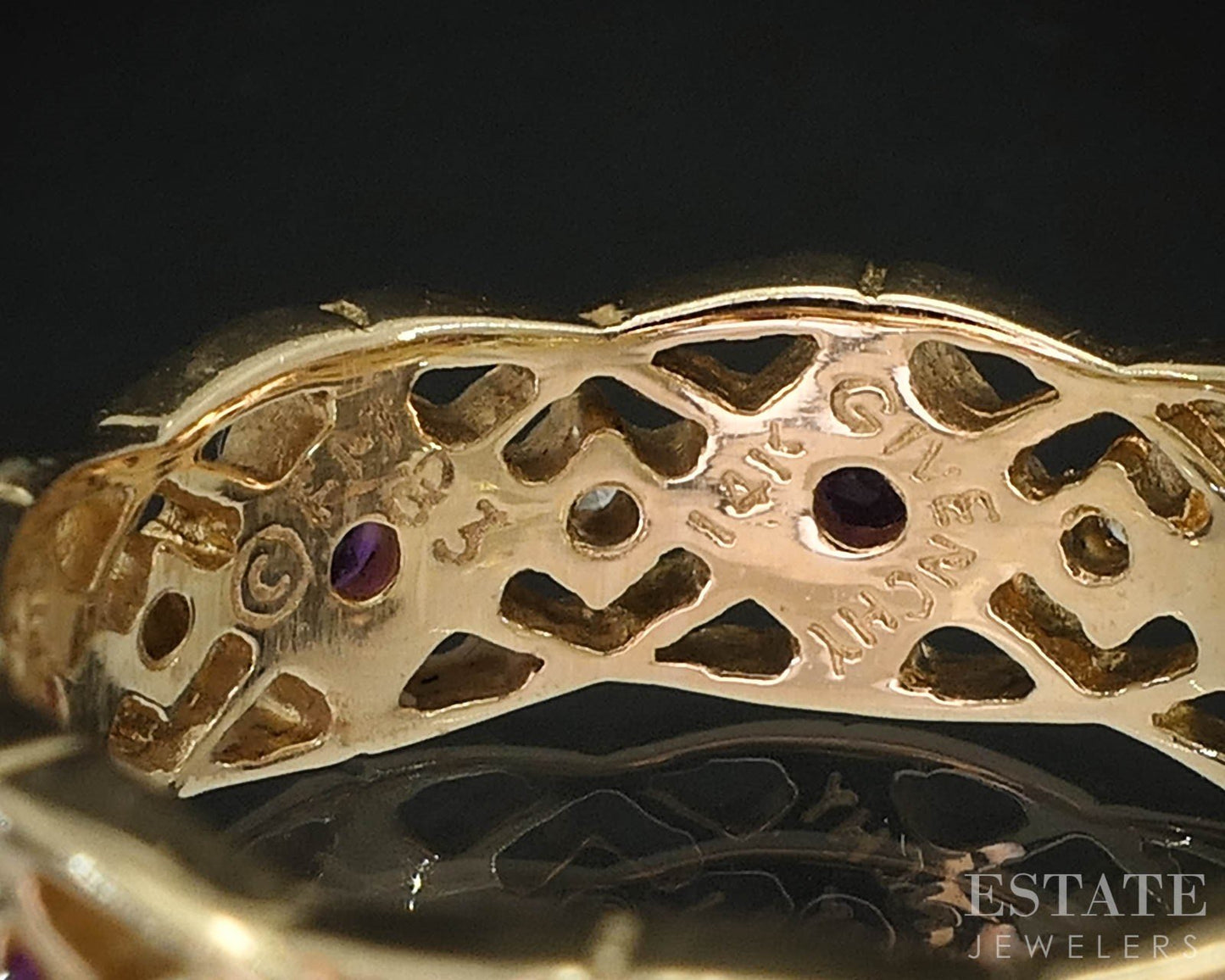 14k Yellow Gold Natural Ruby & Diamond Givenchy Eternity Band Ring 4g i19783