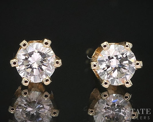 14k Yellow Gold Round Natural .16ctw Diamond Stud Earrings i19829b