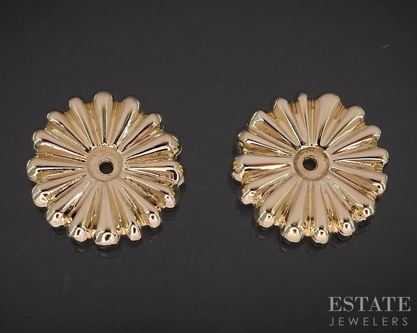 14k Yellow Gold Puffy Flower Stud Earring Enhancers 3.9g i19816b