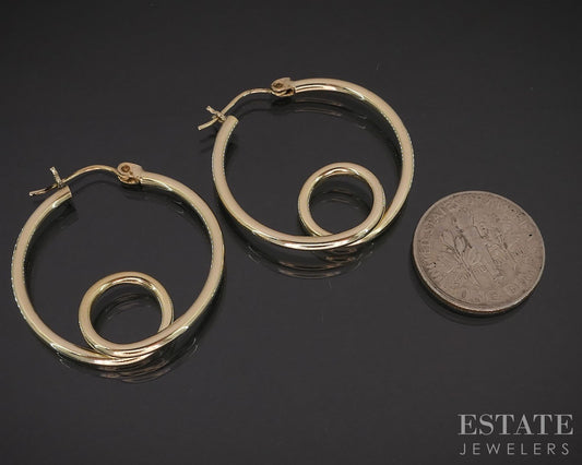 14k Yellow Gold 2mm Smooth Spiral Hoop Ladies Earrings 2.9g i19810b