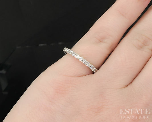 14k White Gold Natural .63ctw Diamond Semi Eternity Wedding Band 2.1g i19821b