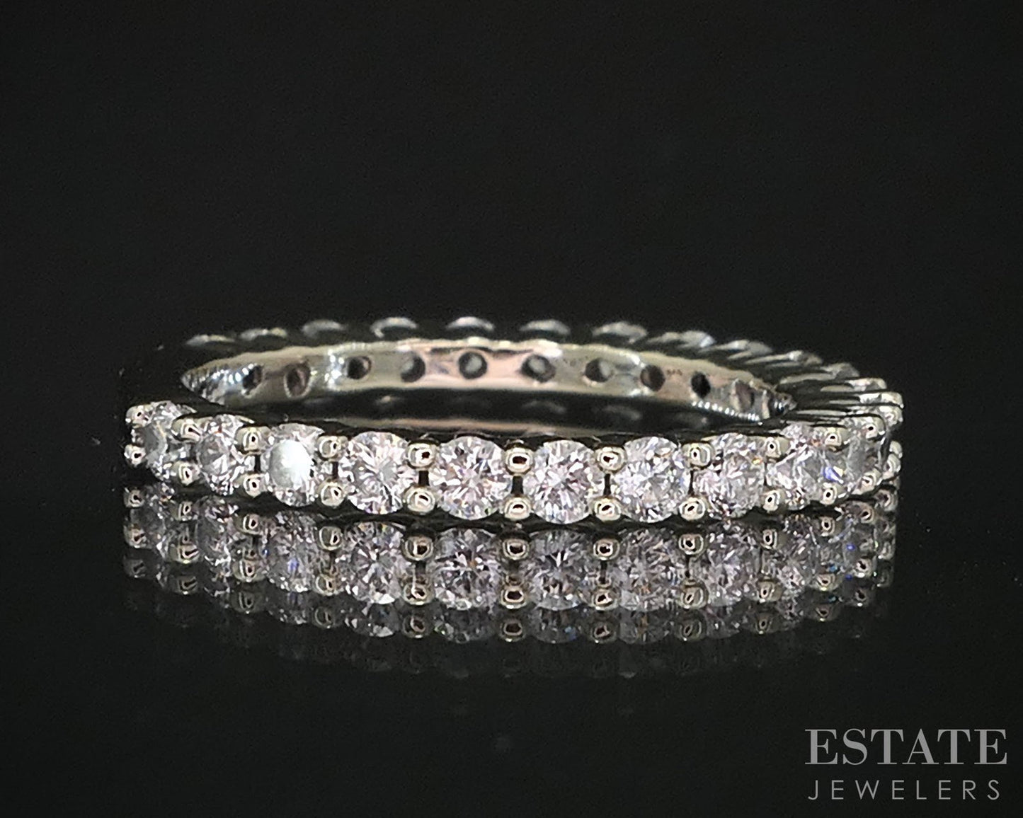 14k White Gold Natural .63ctw Diamond Semi Eternity Wedding Band 2.1g i19821b