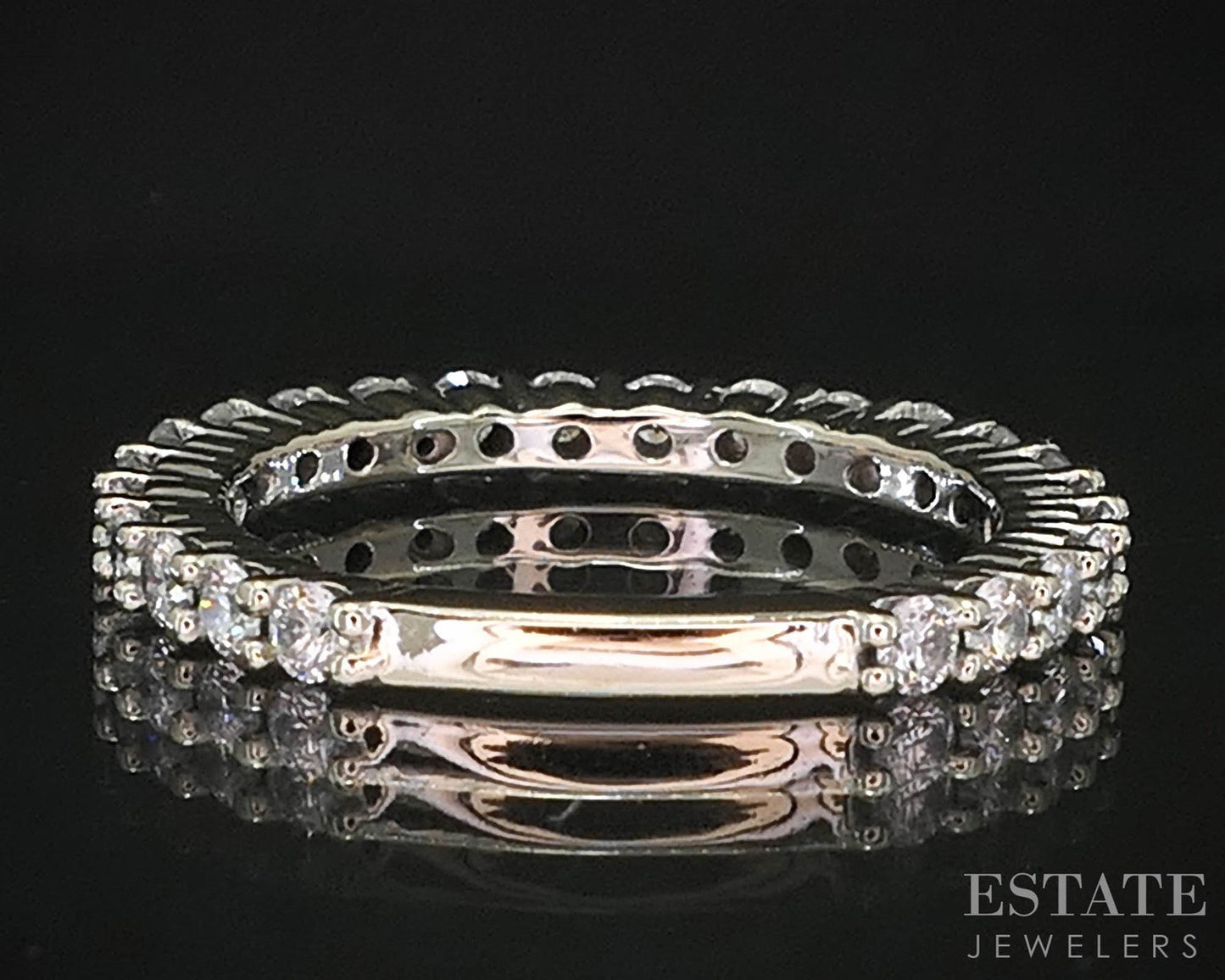 14k White Gold Natural .63ctw Diamond Semi Eternity Wedding Band 2.1g i19821b