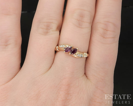 14k Yellow Gold Natural Ruby & Diamond Ladies Band Ring 2.4g i19824b