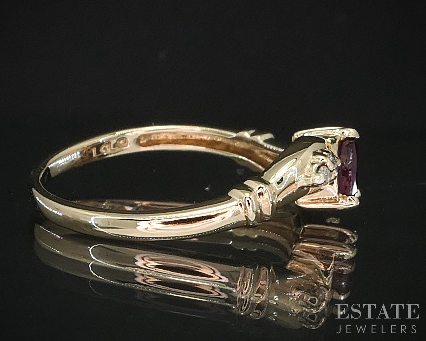 14k Yellow Gold Natural Ruby & Diamond Ladies Band Ring 2.4g i19824b