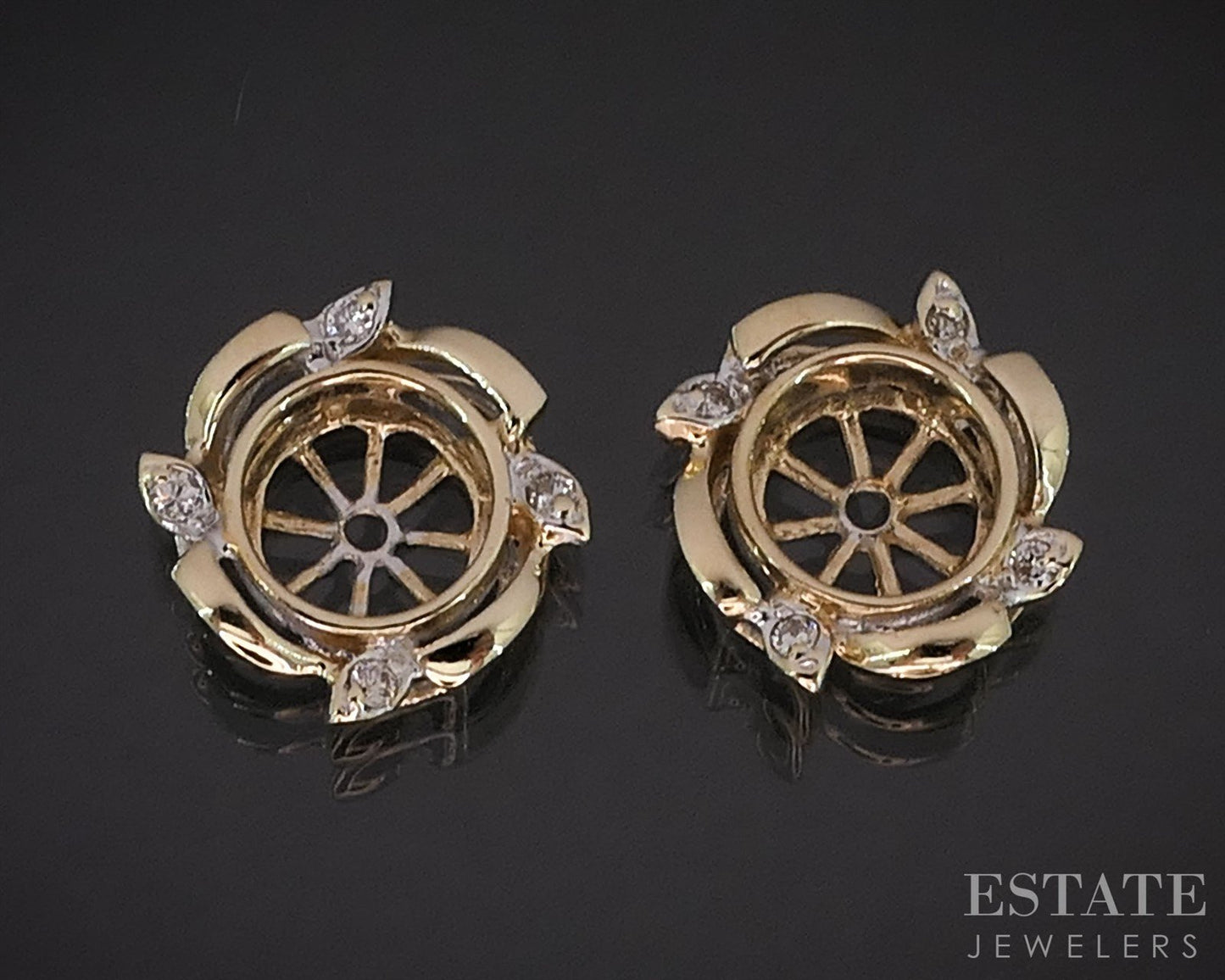14k Yellow Gold Natural .08ctw Diamond Stud Earring Enhancers 1.3g i19822b