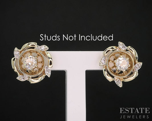 14k Yellow Gold Natural .08ctw Diamond Stud Earring Enhancers 1.3g i19822b