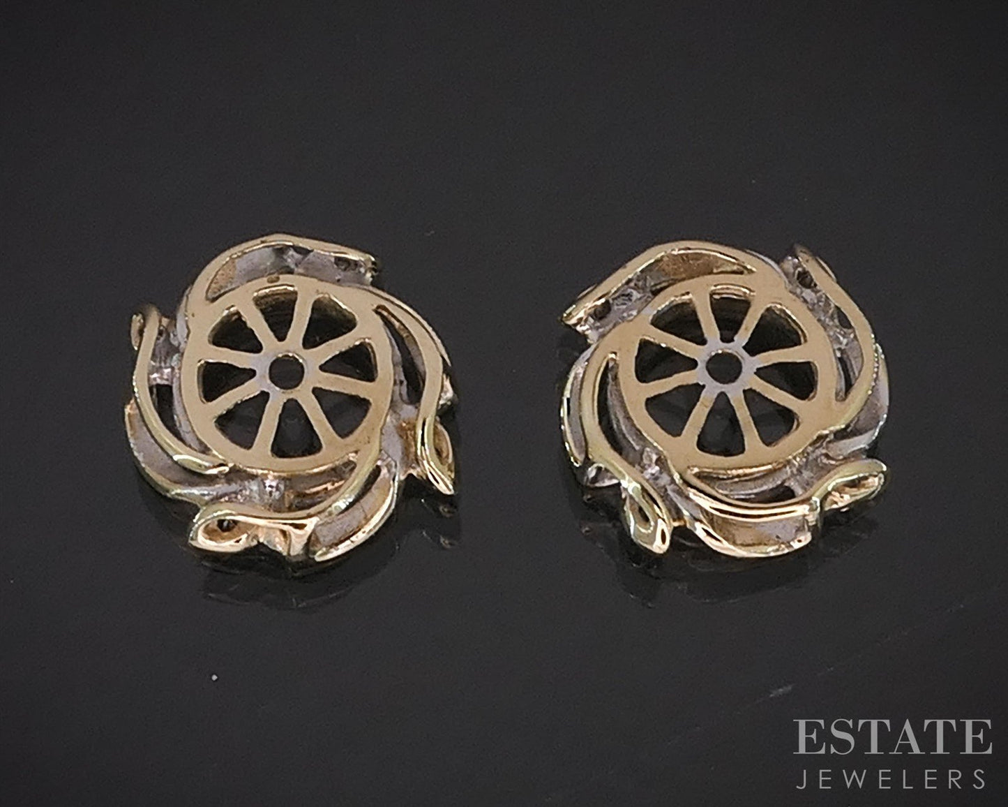 14k Yellow Gold Natural .08ctw Diamond Stud Earring Enhancers 1.3g i19822b