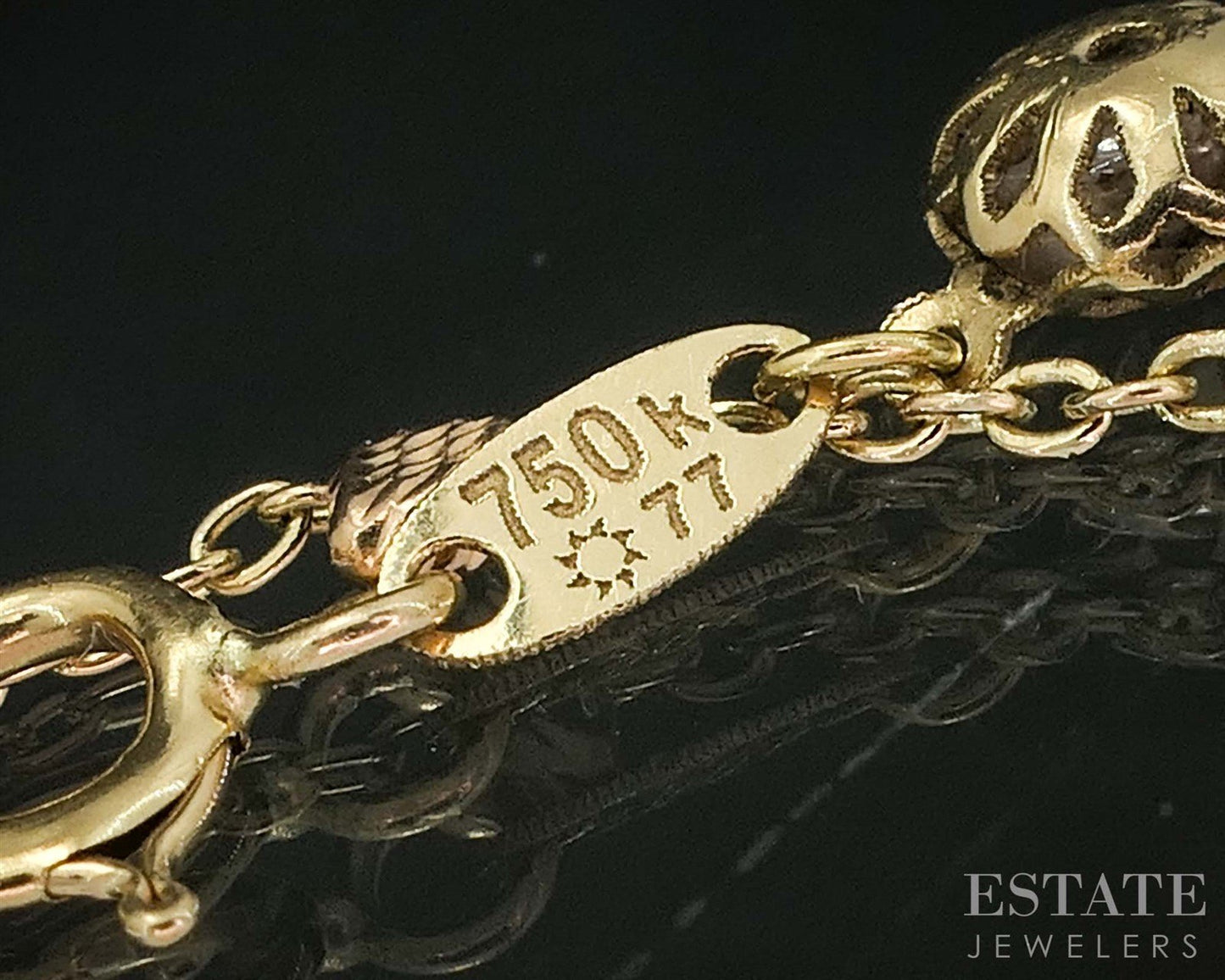 18k Yellow & White Gold Beaded Open Link Ankle Bracelet 1.7g 10"L i19830b