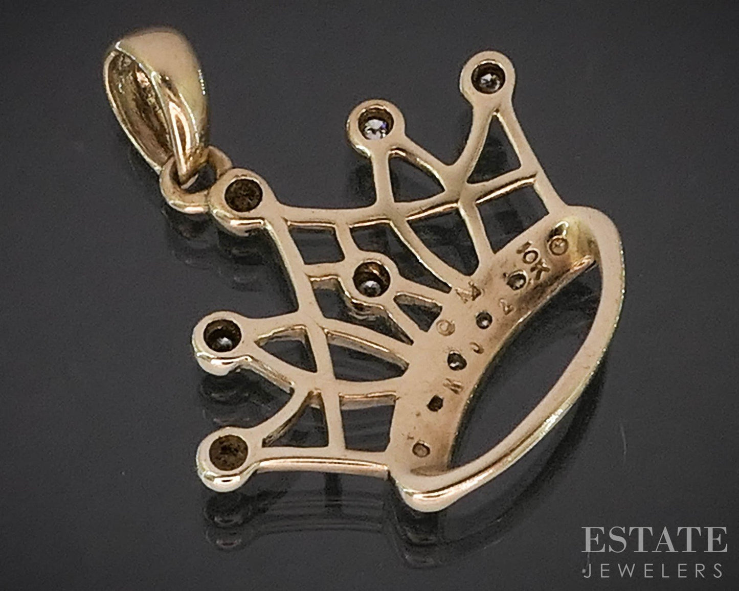 10k Yellow Gold Natural Diamond Crown Ladies Pendant 1.6g i19852b