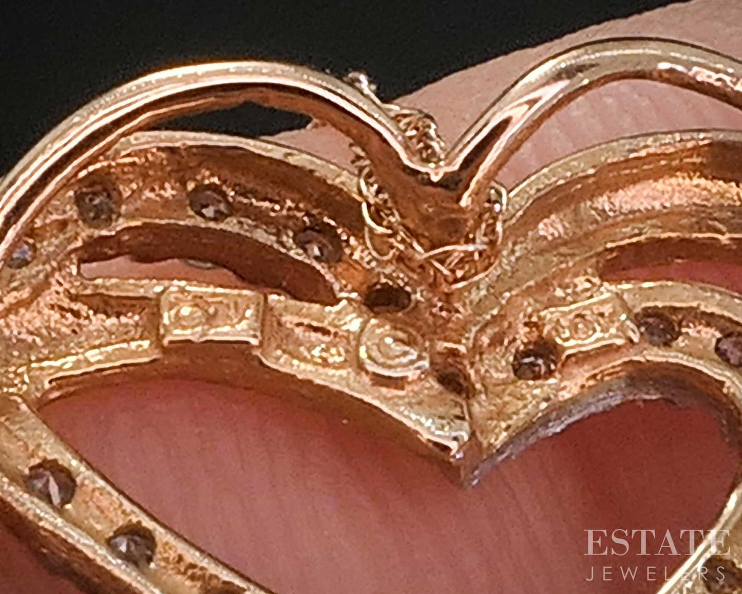 10k Rose Gold Natural Diamond Open Heart Necklace 1.6g 18"L i19842b
