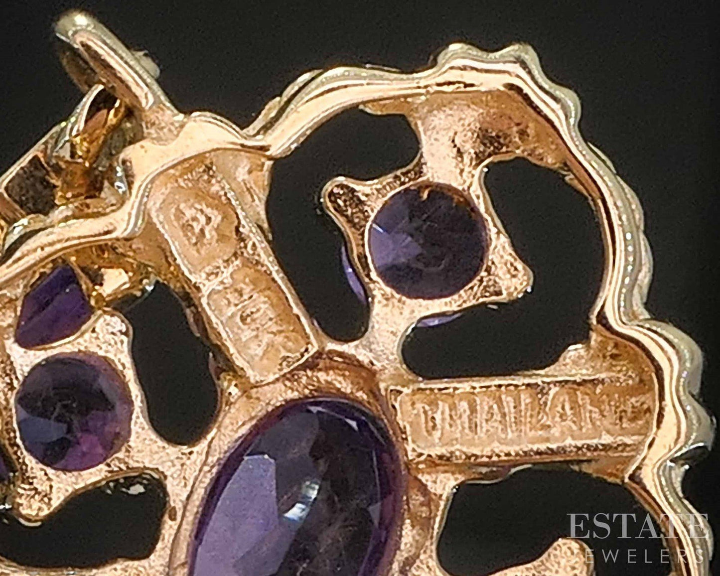 10k Yellow Gold Natural Amethyst Dangle Ladies Earrings 5.2g i19837b