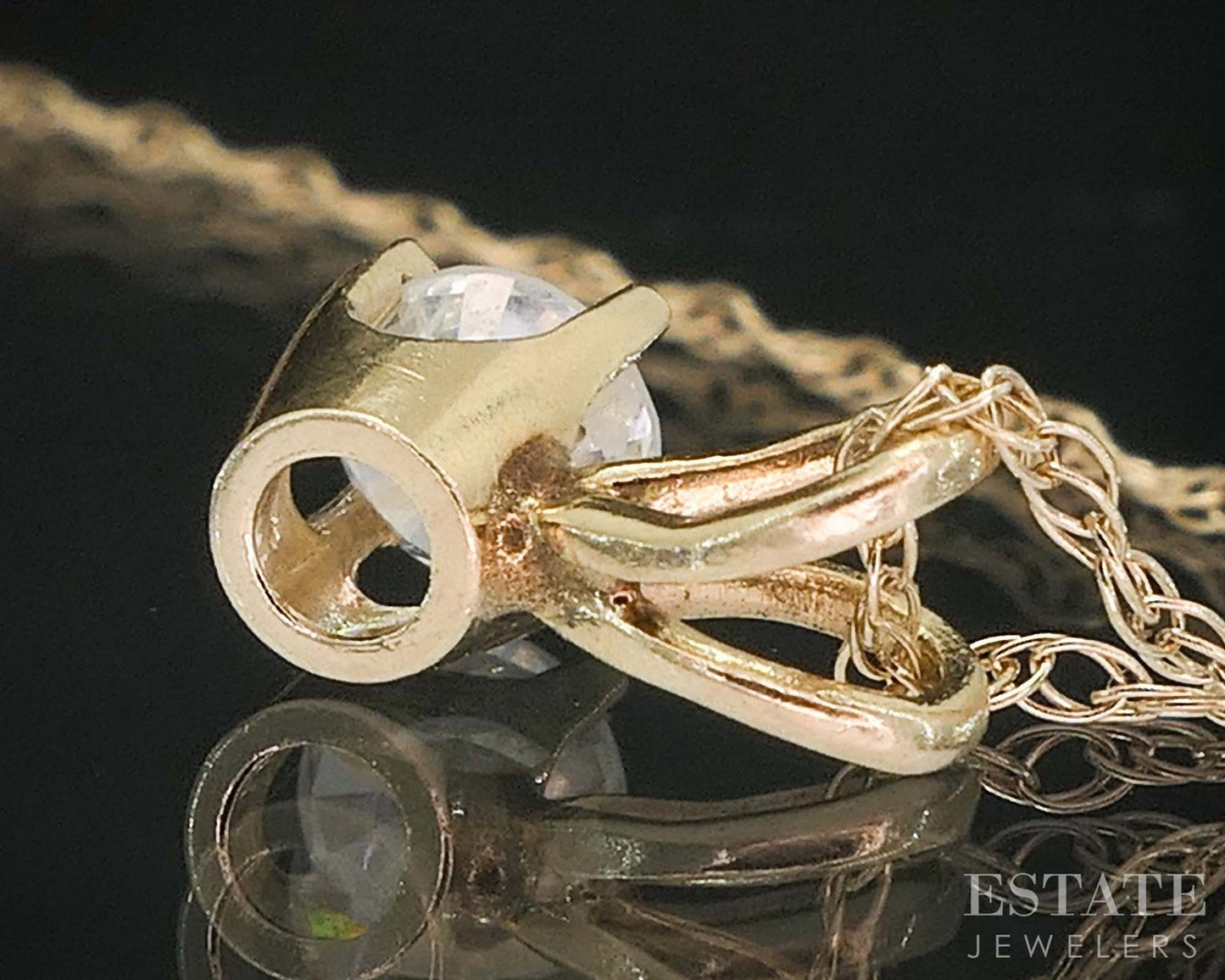 14k/10k Yellow Gold Round Natural .20ct Diamond Solitaire Necklace 0.8g i19846b