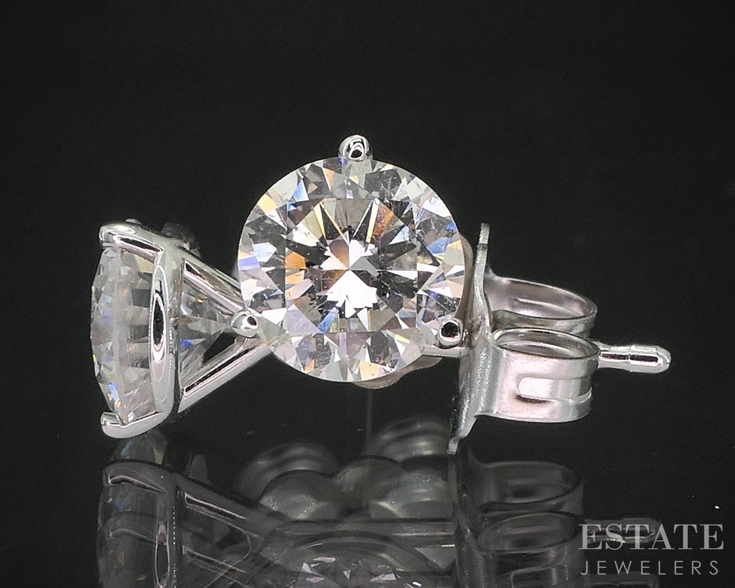 14k White Gold Round Natural 1.14ctw Diamond Martini Stud Earrings i19865