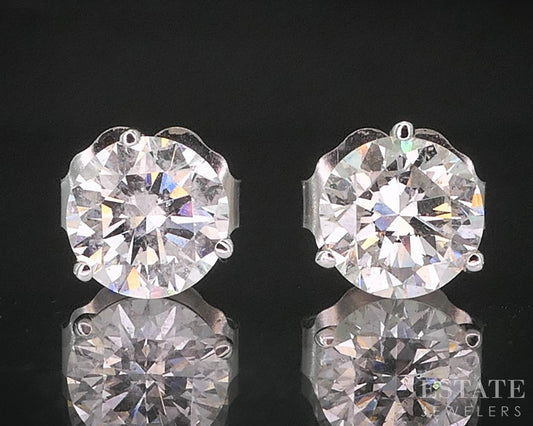 14k White Gold Round Natural 1.14ctw Diamond Martini Stud Earrings i19865