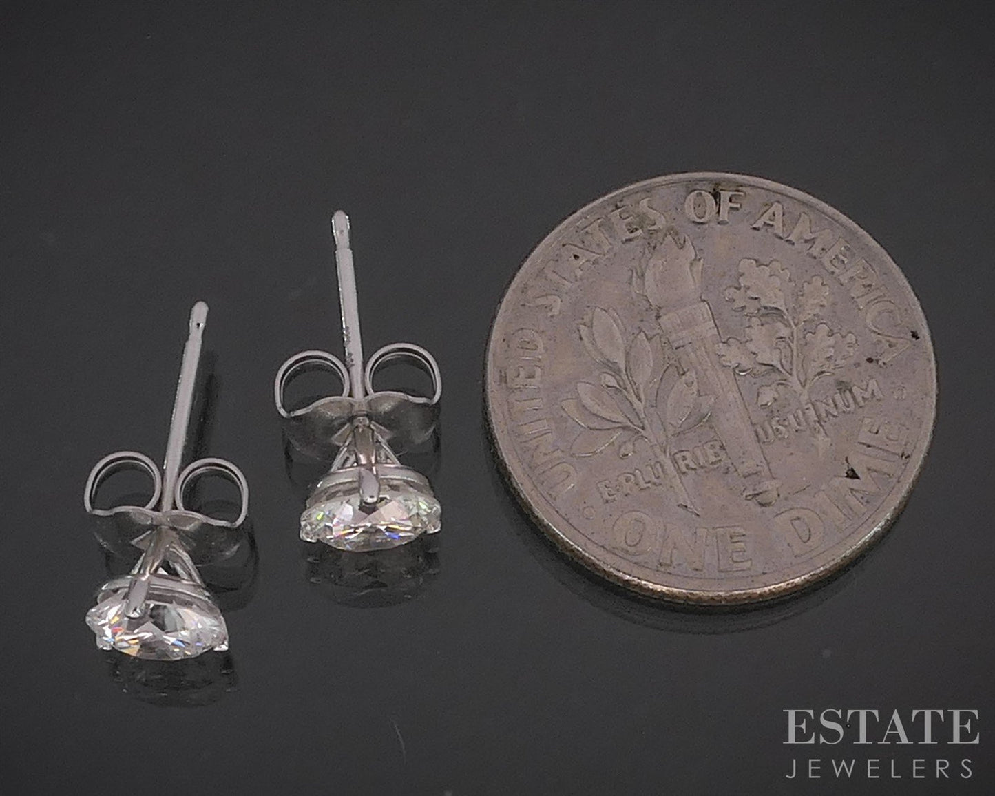 14k White Gold Round Natural 1.14ctw Diamond Martini Stud Earrings i19865