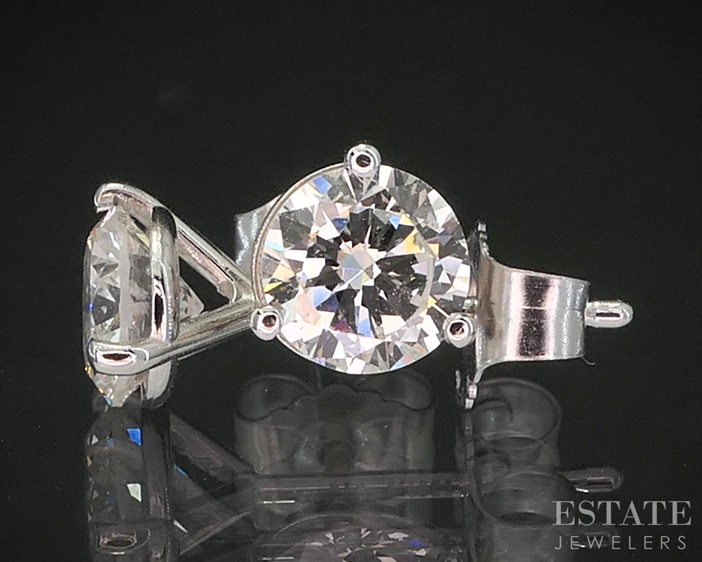 14k White Gold Round Natural .89ctw Diamond Martini Stud Earrings i19863